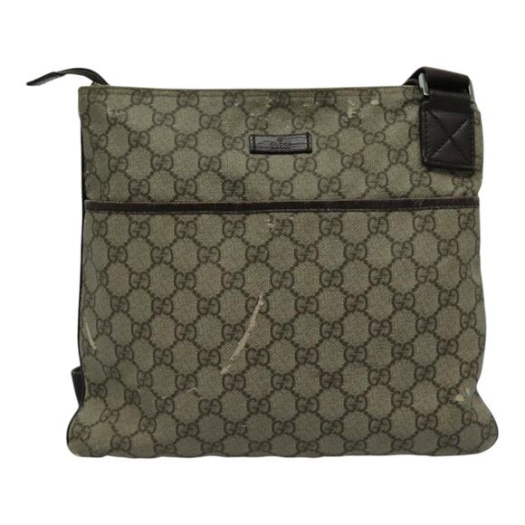 GUCCI GG Supreme Shoulder Bag Pvc Beige Silver - Picture 2 of 13